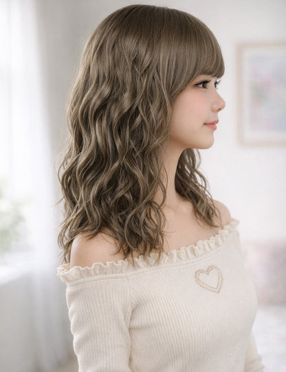 Wigs2you W-1023 自然で程よいボリュームのなみなみカールミディアムウィッグ | どんなスタイルにあわせてもオシャレ度アップ | ウィッグネット付き