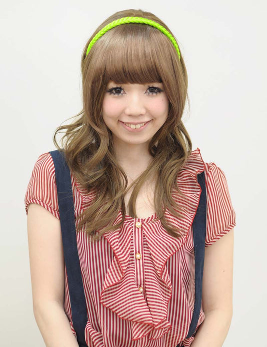 女性 W-8230 のおしゃれなネオンホットピンク 太い立体的な三つ編みヘッドバンド ヘアアクセサリー 合成繊維