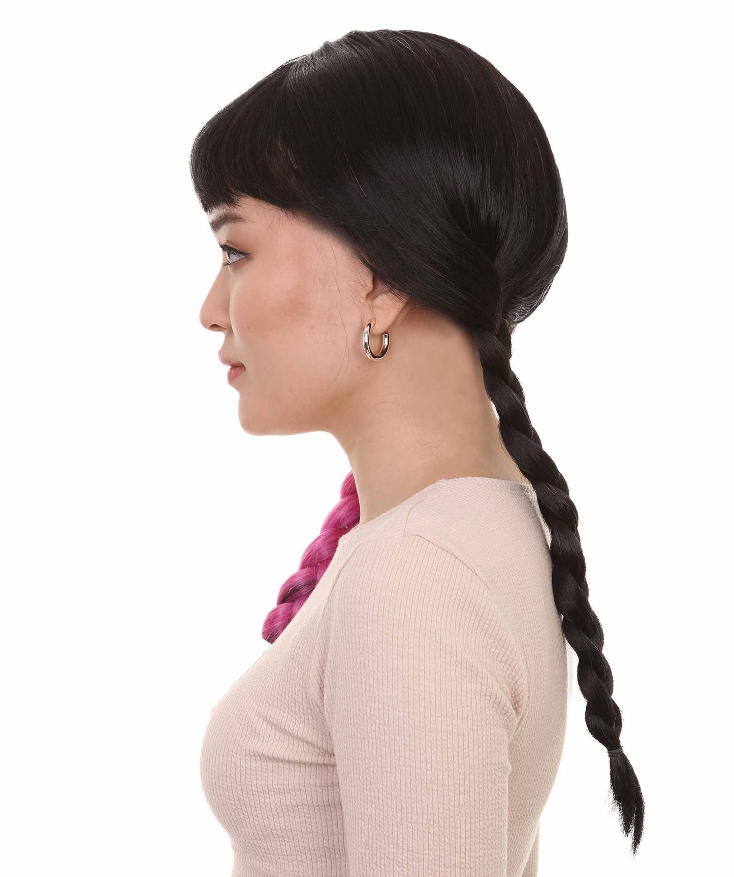 Wigs2you ハロウィンパーティープレミアムレディース H-1797 着け心地が良い とても快適 独占コスプレウィッグ メラニーピンクとブラックの三つ編みスタイル