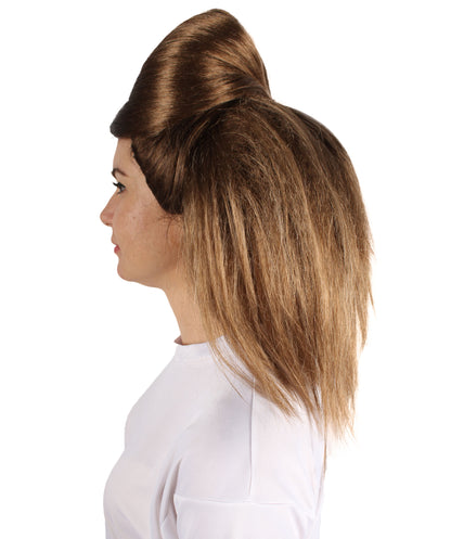 プレミアムレディースH-5928 ドラマティックコスプレブラウンヘアウィッグ ハロウィンに最適 難燃性合成繊維