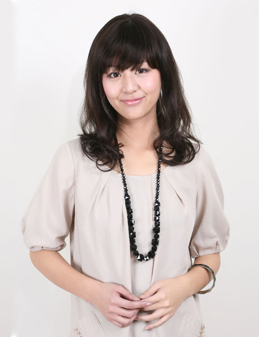 Wigs2you.com レディース ウィッグ 人毛100％ ゆるカール セミロング 自然な仕上がり 医療用・日常用・結婚式にも最適 HH-151 ダークブラウン