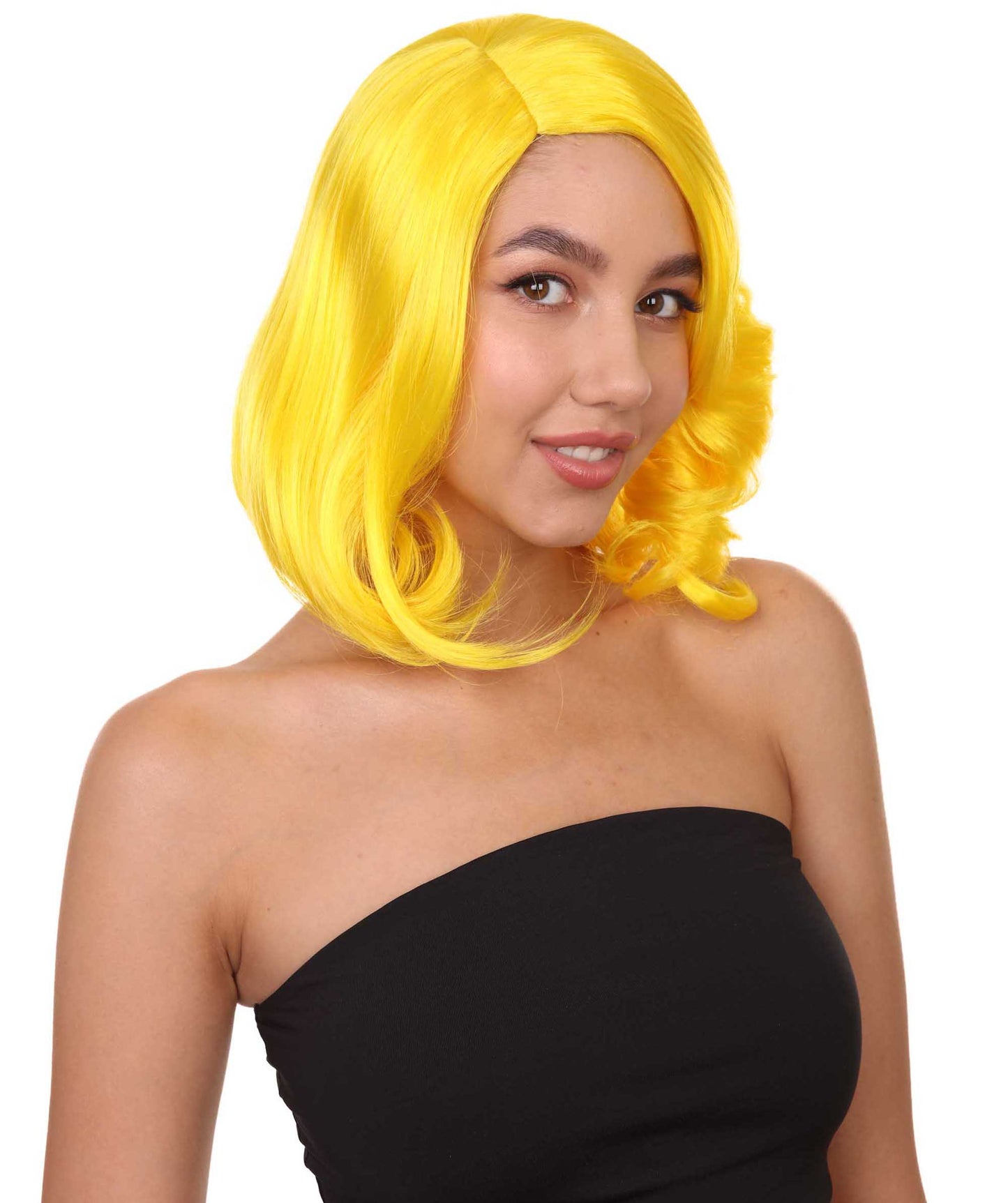 Wigs2you ハロウィン パーティー プレミアム 簡単に着用できる H-1126 とても快適なイエロー カーリー レディ ウィッグ