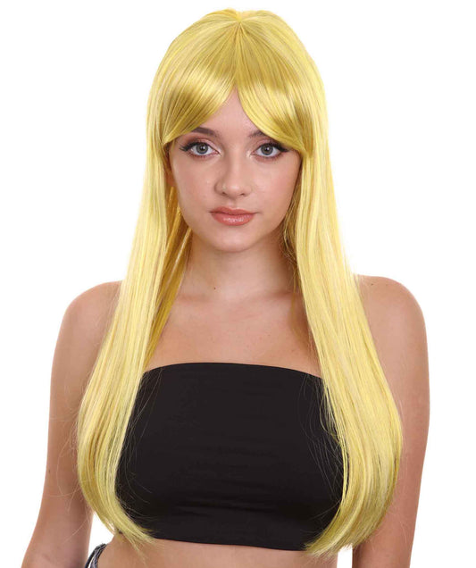 ハロウィンパーティープレミアム H-2555 イエローコスプレロングストレートウィッグ 華麗なレディースウィッグでのダッパーからダッシングへの変身