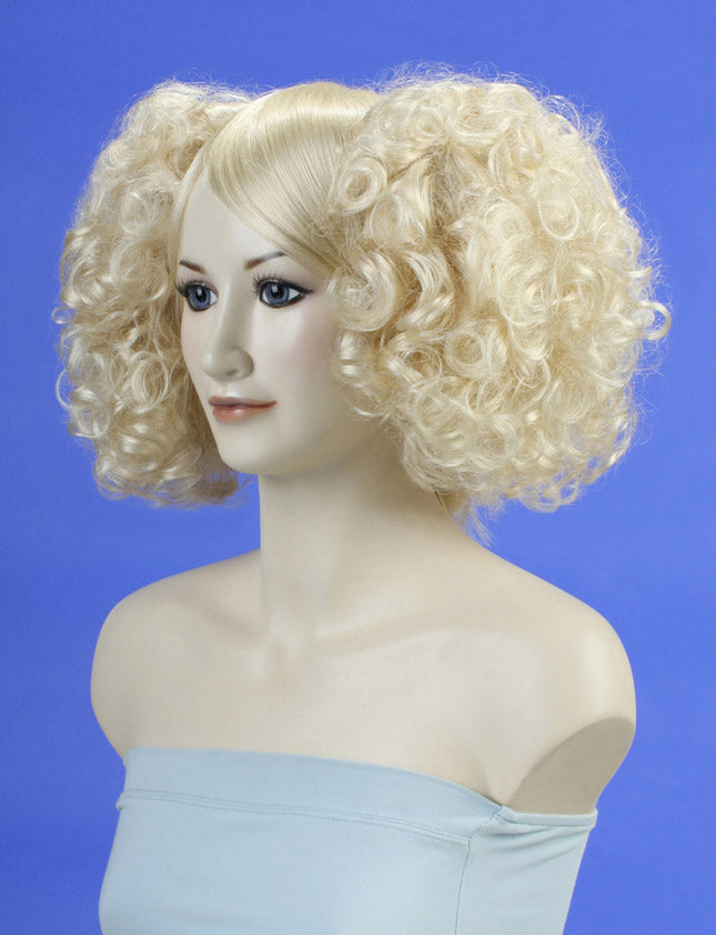レディースファッション W-8313 セットポニーテール コームクリップデザイン プラチナブロンド ヘアピースウィッグ 合成繊維