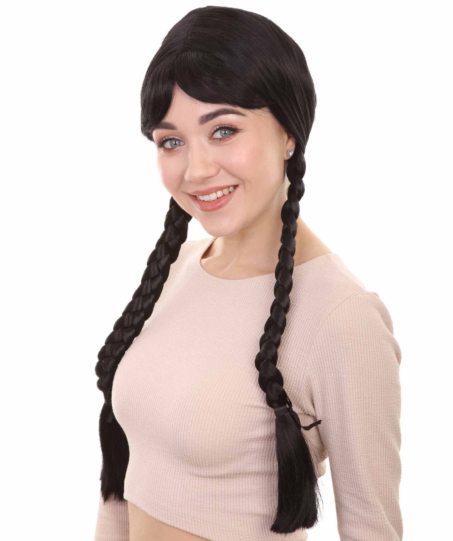 大人の女性用ダッチガールブラックウィッグ H-3633 ハロウィンに最適 難燃性シンセティックファイバー