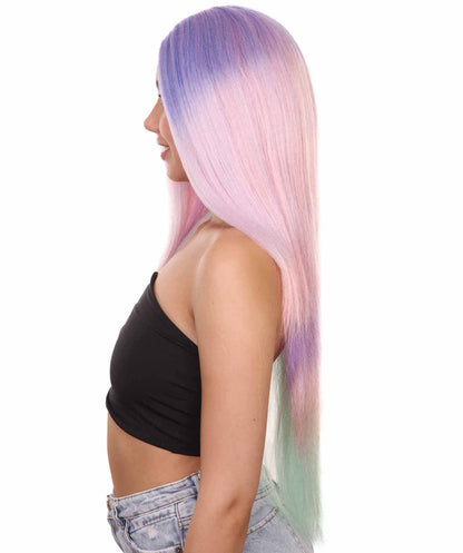 プレミアムハロウィンパーティーレディ H-5462 エクストラロングレングス レインボーアイリデセントユニコーンウィッグ レインボー