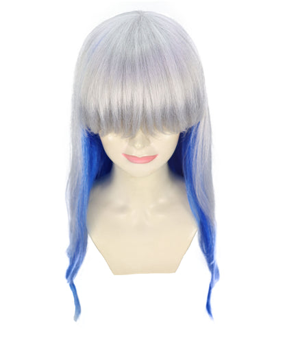 Wigs2you H-6934 大人女性用ロングウェーブシルバー＆ブルーグラデーションウィッグ｜難燃性合成繊維｜ハロウィンやコスプレに最適なフリップエンドウィッグ