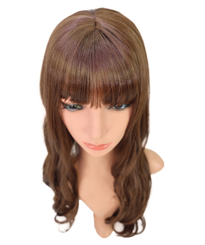 Wigs2you H-6906 女性用 22インチ ダークブラウン セミロングボブウィッグ（前髪付き）| 耐熱性合成繊維使用 | 軽量な通気性キャップ付きウィッグ