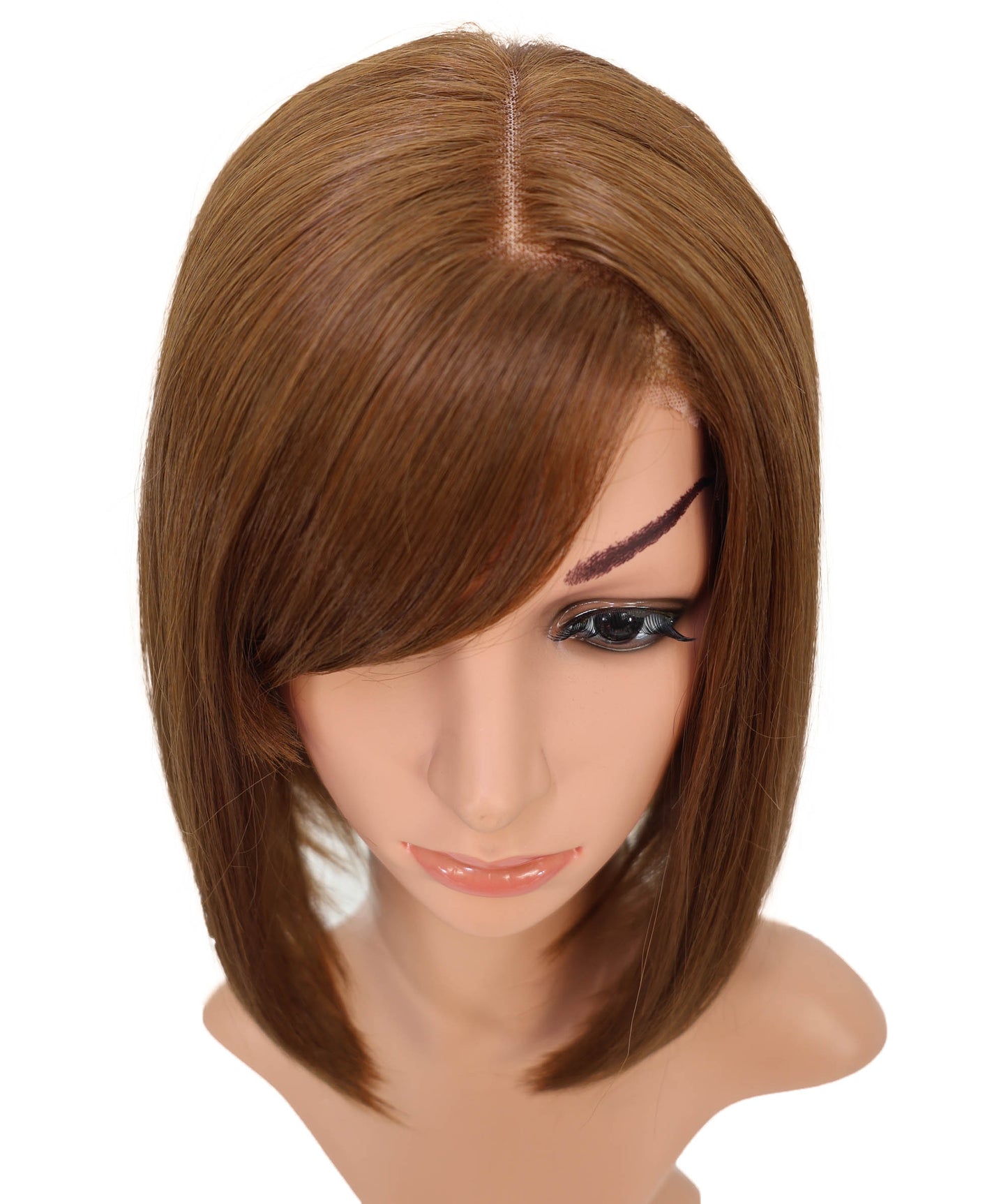 Wigs2you H-6902 女性用 11インチ ショートボブウィッグ | ライトブラウン合成繊維使用 | 手植え・自然な軽量通気性キャップ付きウィッグ