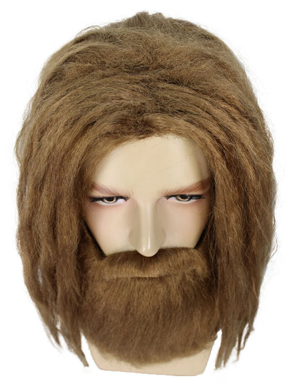 Wigs2you H-5505 大人用メンズ ブラウン ドレッドヘアウィッグ（ひげセット付き）| ハロウィンに最適| 難燃性合成繊維