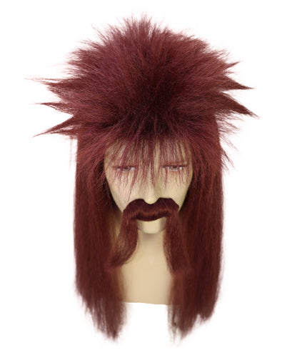 Wigs2you H-7059 大人用メンズロングマレットフルウィッグ（口ひげ付き）合成繊維製。レトロなロッカーコスチュームやパーティーに最適。