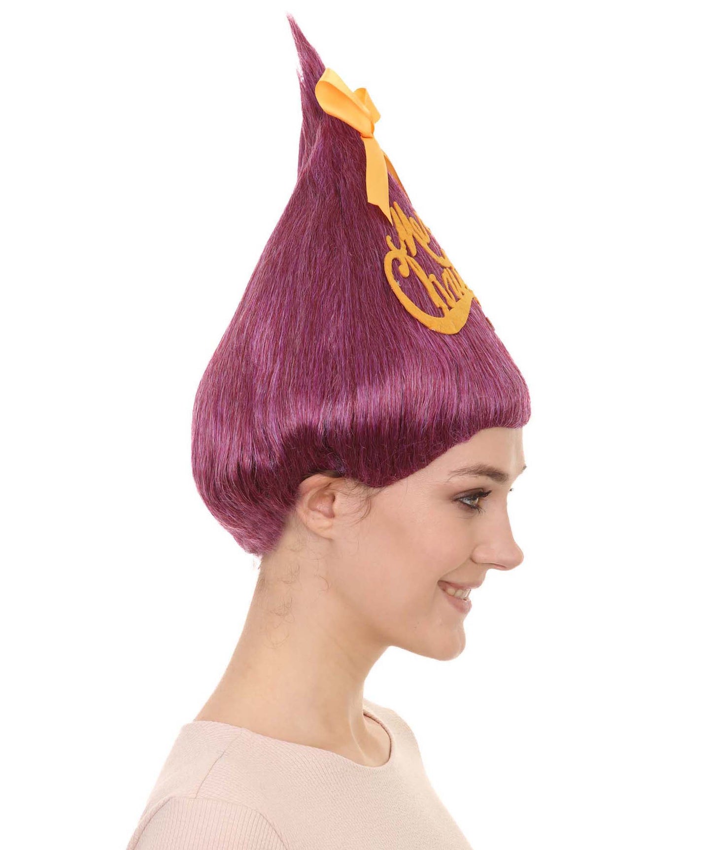 パープルクリスマスツリーレディースウィッグ H-3528 メリークリスマスウィッグ プレミアム通気性のあるキャップレスキャップ