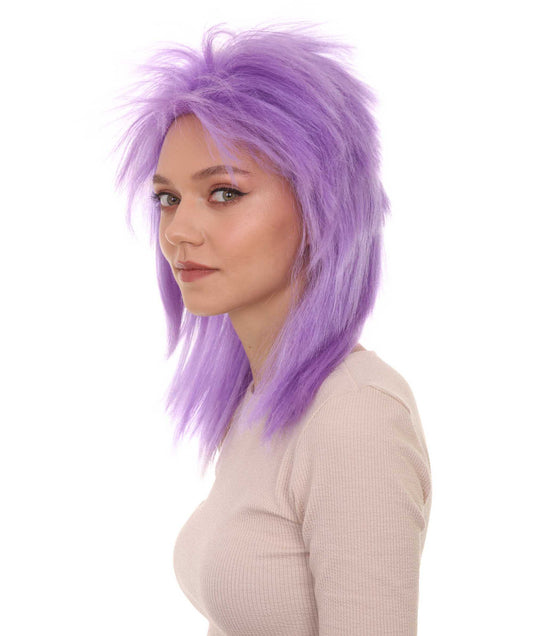 Wigs2you ハロウィン パーティー プレミアム H-1317 簡単に着用でき 快適なフィット感 80 年代女性ライラック ロッカー スタイルウィッグ