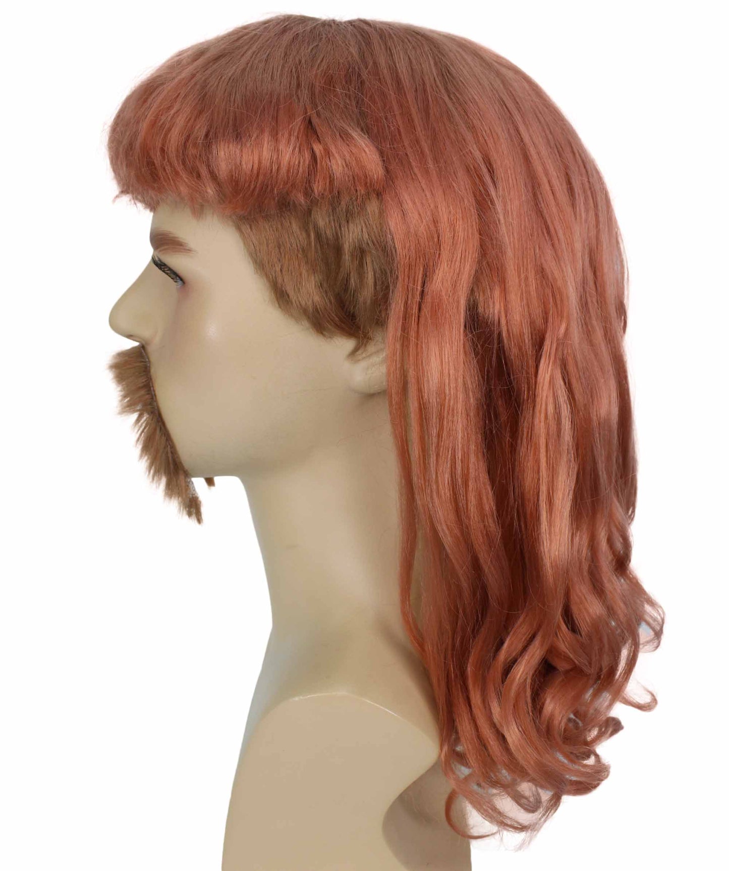ハロウィンパーティープレミアムメンズH-5565_ABRオーバーンブラウンマレットウィッグとヒゲセット