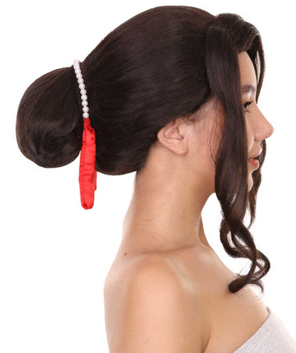 プレミアムハロウィンパーティーレディ H-5463 ミディアムレングス デーモンキングウィッグ ブラック