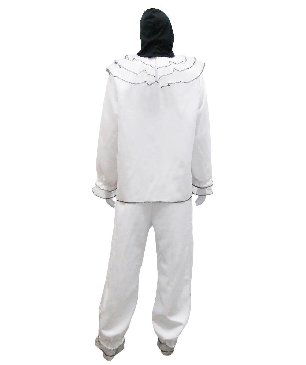 男性 JCP-168 のヴィンテージクラウンスケアリーコスチューム ホワイトハロウィンコスチューム