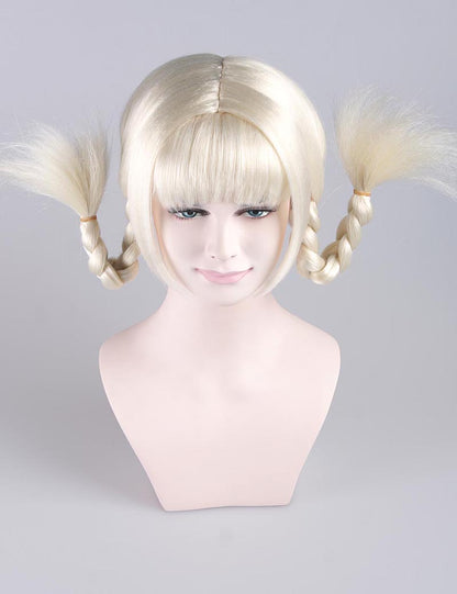 コスプレのための女性かつら ブロンドの三つ編みにされた性格コスプレ・ハロウィンかつら|割増空気を通すCaplessなキャップH-296