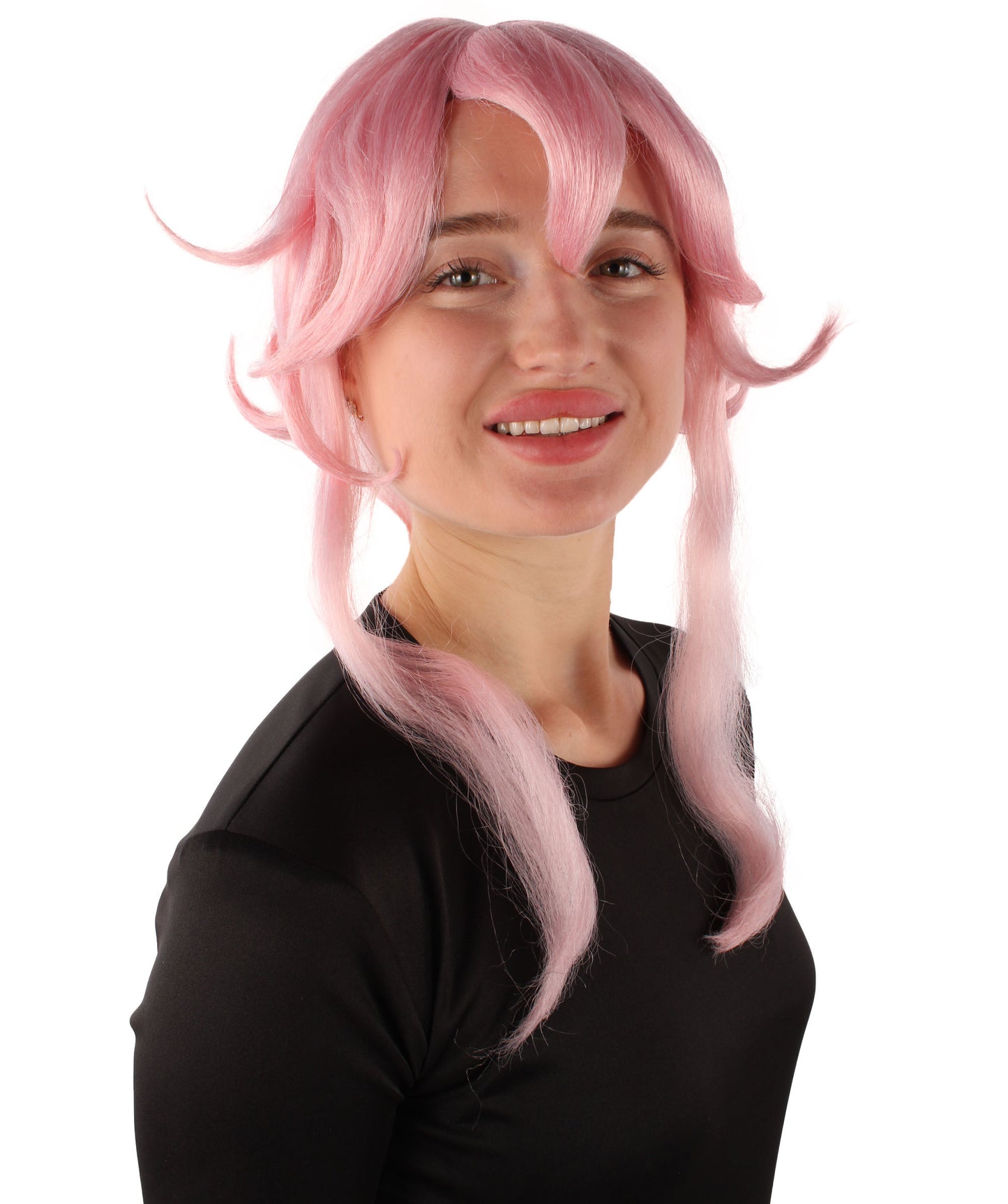 女性用H-5875 アニメ マンガ キャラクター ピンク アニメ コスプレ ウィッグ ハロウィンに最適 難燃性合成ファイバー