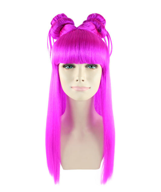 Wigs2you ハロウィン パーティー プレミアム レディース H-1229 快適なフィット感のネオン フューシャ アジアン プリンセス ウィッグ