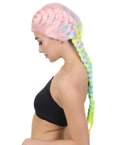 Wigs2you ハロウィンパーティープレミアムレディース H-1823 華やかに見える独占コスプレウィッグ カイリー・ジェンナ レインボー三つ編みスタイル