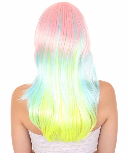 Wigs2youハロウィンパーティープレミアムレディースH-1975 美しい見た目のレインボーロングストレートウィッグ