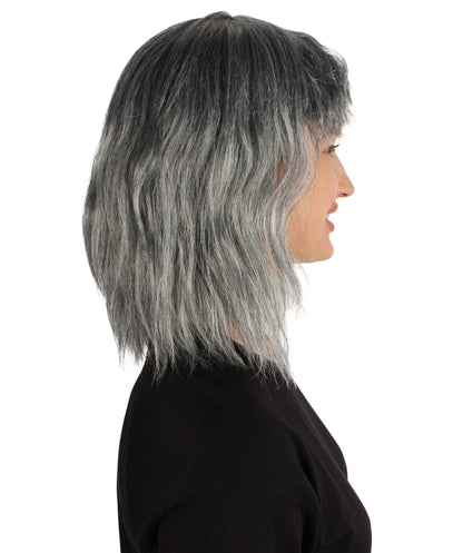 女性用ショルダーレングスバング波状コスプレウィッグ グレー H-5229_27 ファンシースタイル プレミアムハロウィンパーティーウィッグコレクション