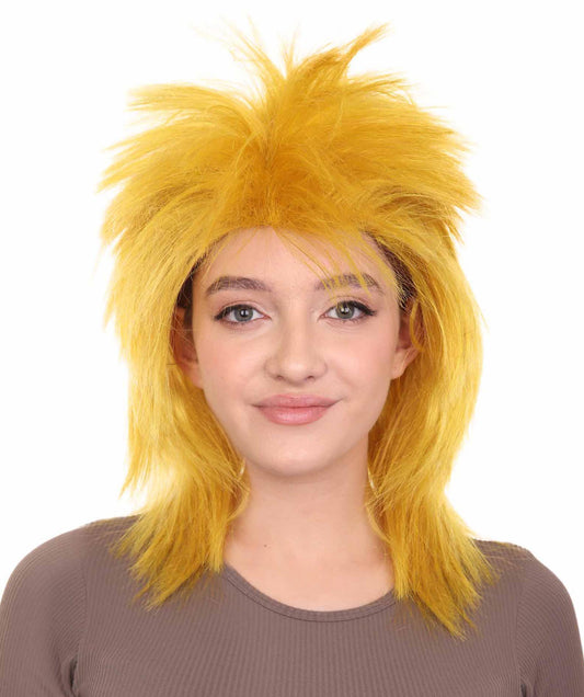 Wigs2you ハロウィン パーティー プレミアム H-1329 簡単に着用でき 快適なフィット感 80 年代女性ゴールド ロッカー スタイルウィッグ