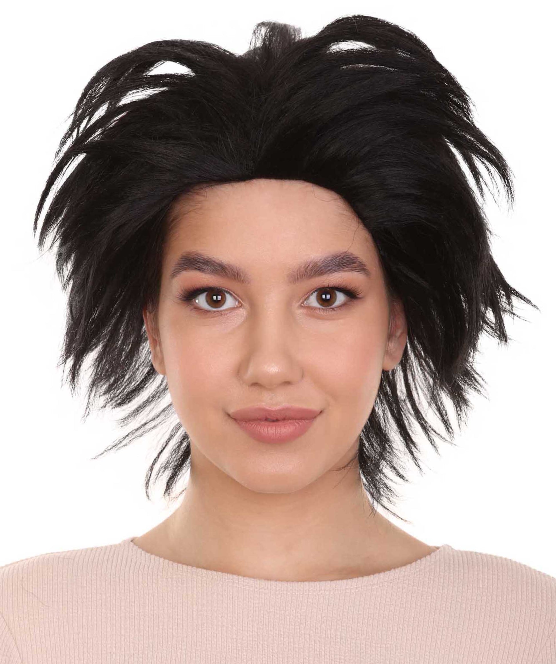 ミス・シザーハンズ コスプレウィッグ H-4055 ブラックショートキャラクターウィッグ プレミアム通気性キャップレスキャップ