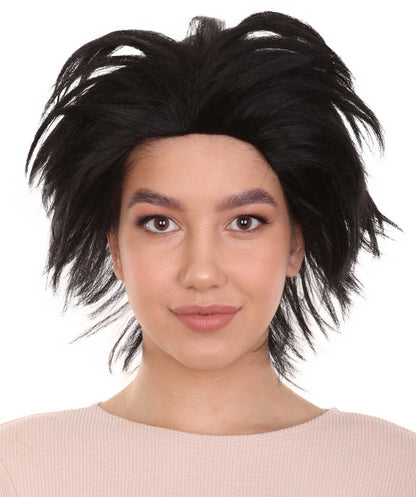 ミス・シザーハンズ コスプレウィッグ H-4055 ブラックショートキャラクターウィッグ プレミアム通気性キャップレスキャップ