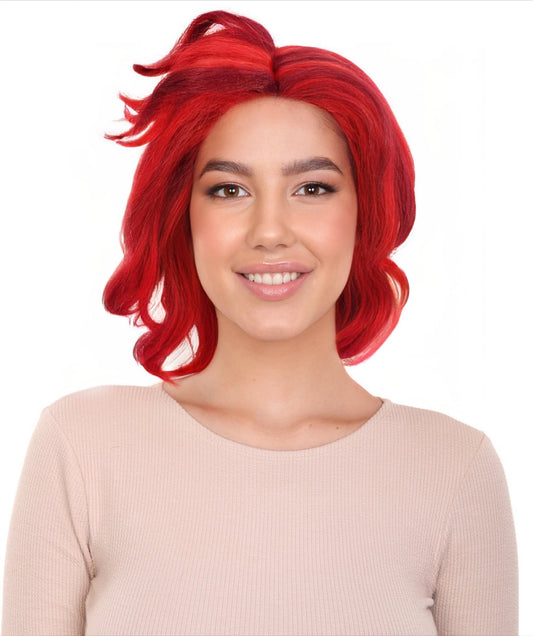 Women's H-5885 Animated Movie Red Ponytail Wig Best for Halloween Flame-retardant Synthetic Fiber