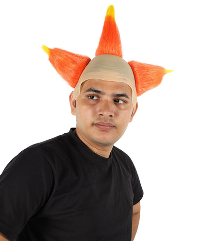 Wigs2you H-7087 大人用メンズ ダークサーカスピエロウィッグ | ワイルドなオレンジとイエローのミックスストレートヘアスタイル、縮れ毛ボリュームアップ | ハロウィン、コスプレ、パーティー、ステージ用合成ウィッグ