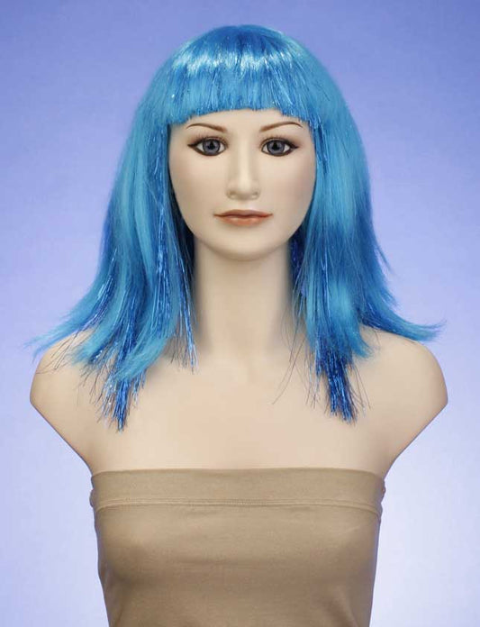 ハロウィンパーティープレミアムレディース H-102 ネオンブルー Lt ブルーティンセルウィッグ ファンシーキャラクターファッションウィッグ
