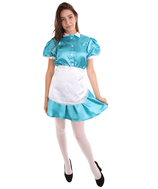 大人用女性の JCO-328_19 フレンチエプロンメイド制服 アクアブルー コスプレコスチューム