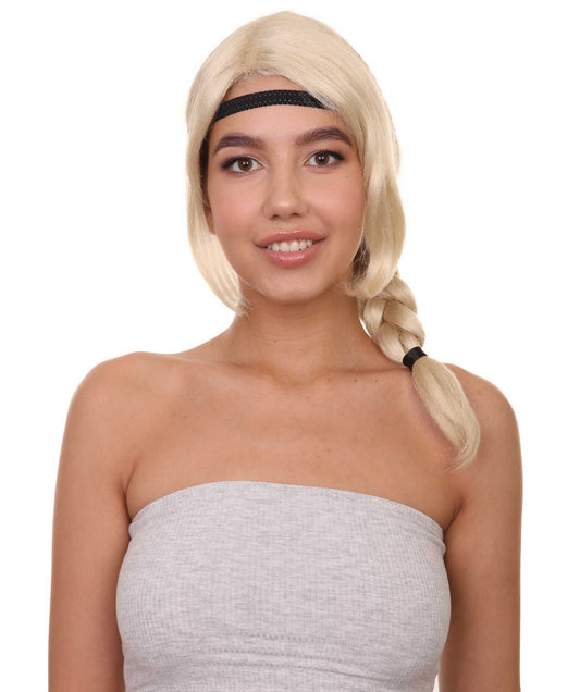 ハロウィンパーティ プレミアム H-5095 女性スタイル ポニーテール 黒ヘアバンド付き ブロンドウィッグ