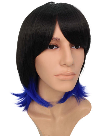 メンズファッション C-085 ミディアム C-ブラック/スペシャルブルー コスプレヒートスタイラブルウィッグ