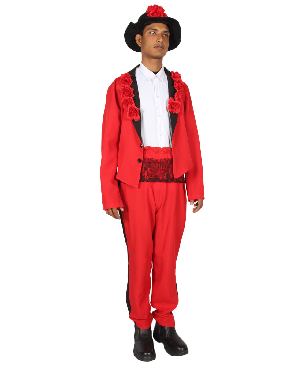 男性 JCP-101 のデイ・オブ・ザ・デッド セニョール 赤と白のコスプレコスチューム