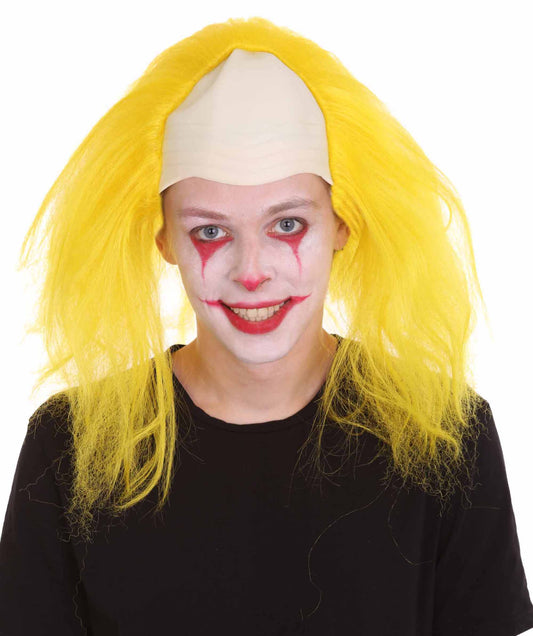 大人用ハーフボールド面白い男性用イエローウィッグ H-4931 ハロウィンにぴったり 軽量難燃性合成ファイバー