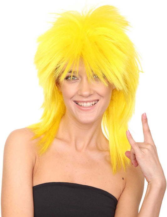 Wigs2you ハロウィン パーティー プレミアム H-1311 簡単に着用でき 快適なフィット感 80 年代女性イエロー ロッカー スタイルウィッグ