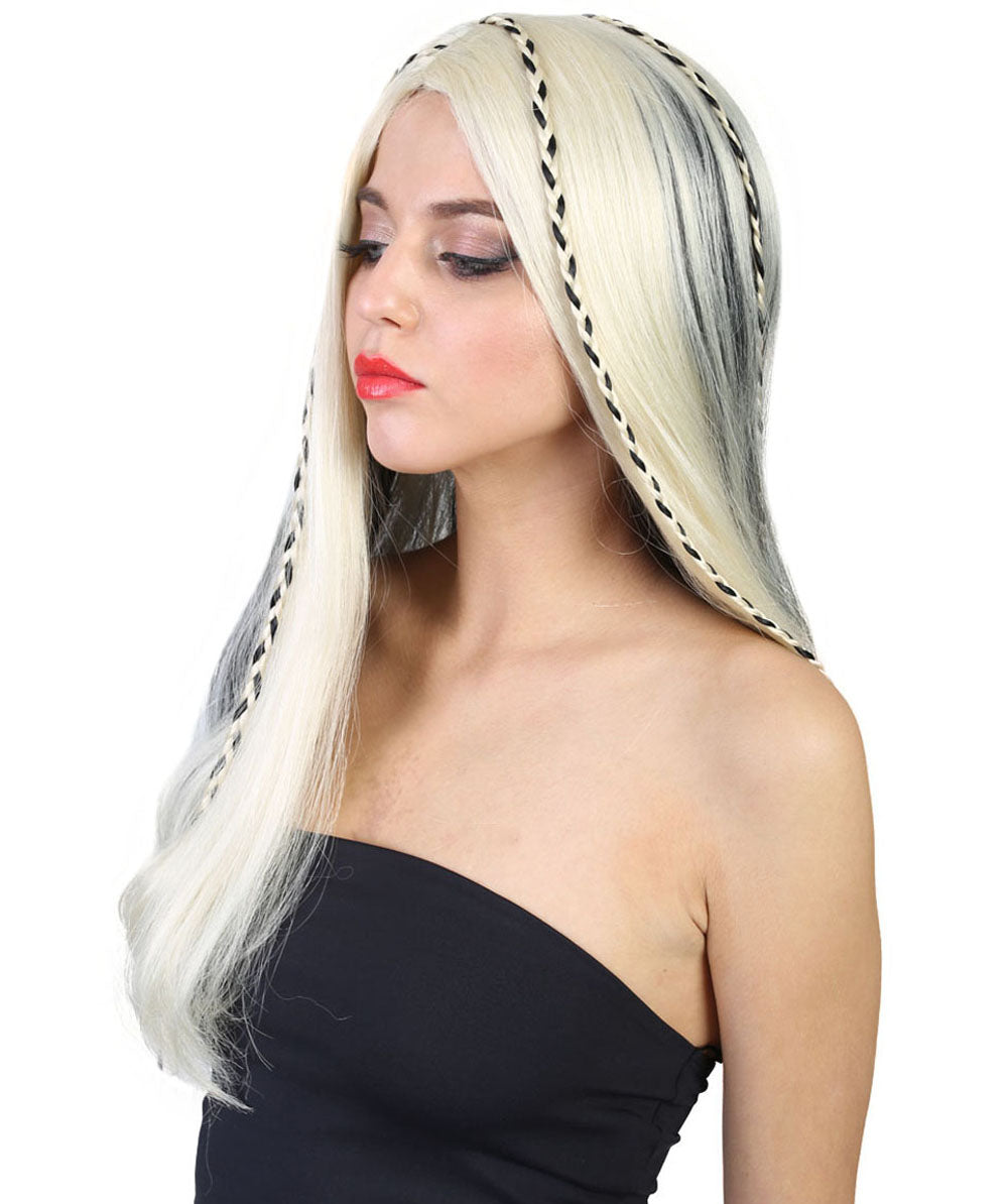 Wigs2you ハロウィンパーティープレミアムレディース H-1855 着け心地が良い とても快適 独占 カイリー・ジェンナ ブロンド&ブラック三つ編み ヘア コスプレウィッグ