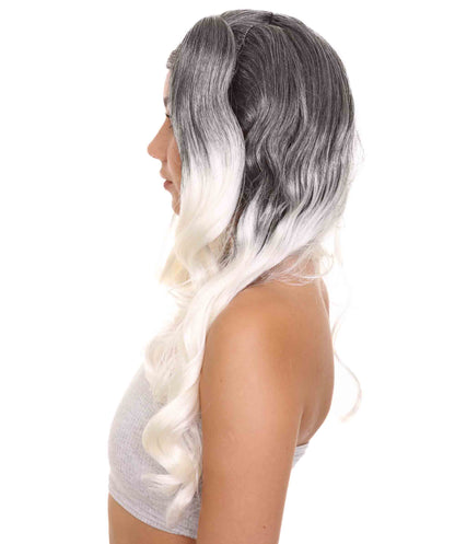 Wigs2you ハロウィンパーティープレミアムレディース H-1862 華やかに見えるツートーンドリー ブラック＆ホワイトウィッグ