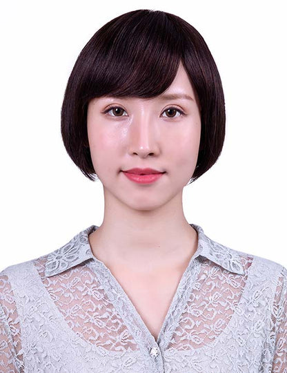 30歳〜40歳 若者の短い HT-022 100% ヒューマンヘア ナチュラルエレガンス ハンドタイド ヒューマンヘア束
