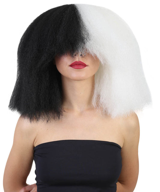 Wigs2you ハロウィンとパーティー プレミアム レディース H-491 SIA ブラックとホワイト ウィッグ Lサイズ