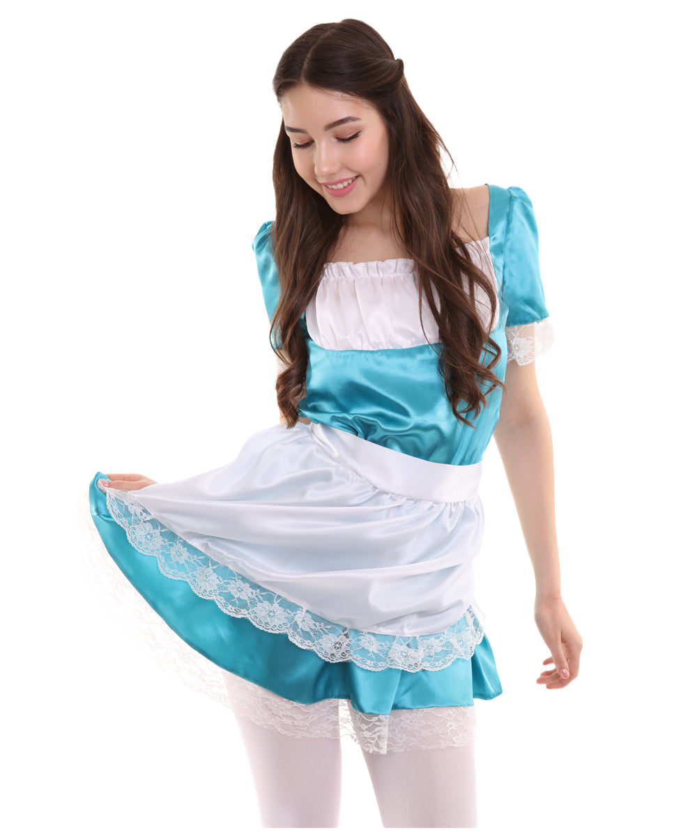 女性用 JCO-343_18 伝統的なメイドユニフォーム アクアブルー コスプレ コスチューム