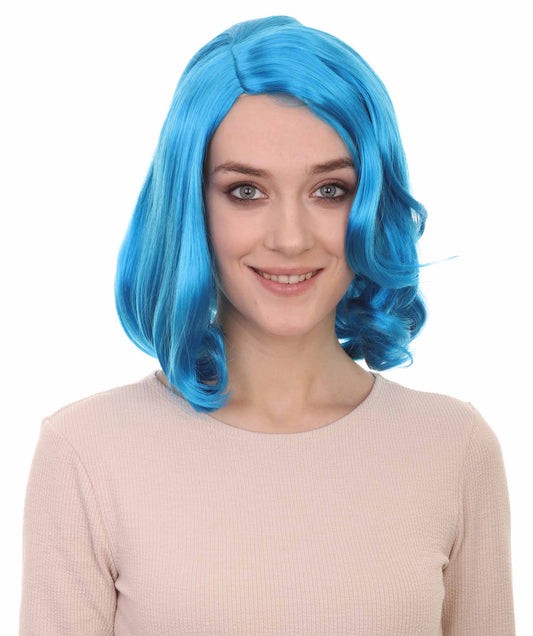 Wigs2you ハロウィン パーティー プレミアム 簡単に着用できる H-1153 とても快適なネオン ブルー カーリー レディ ウィッグ