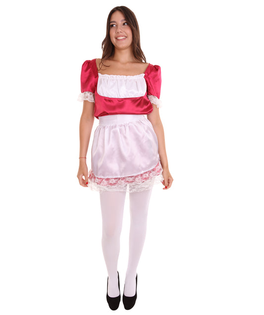 女性用 JCO-343_16 伝統的なメイドユニフォーム ダークレッド コスプレ コスチューム