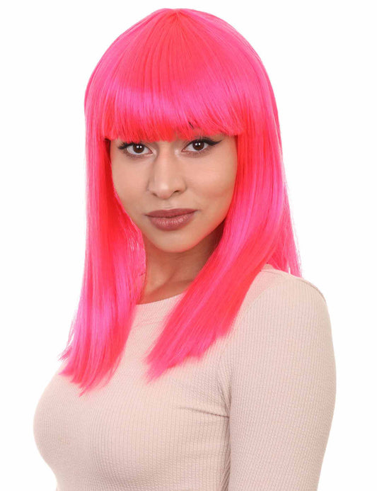 Wigs2you ハロウィン パーティー プレミアム レディース H-1392 簡単装着 快適フィット ロングボブ ネオンピンクウィッグ