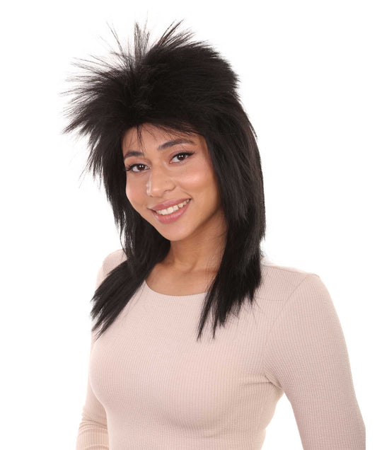 Wigs2you ハロウィン パーティー プレミアム H-1322 簡単に着用でき 快適なフィット感 80 年代女性ブラック ロッカー スタイルウィッグ