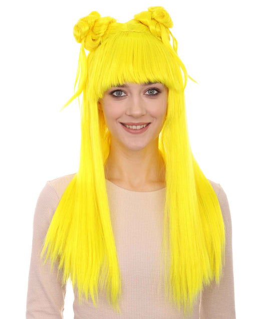 Wigs2you ハロウィン パーティー プレミアム レディース H-1225 快適なフィット感 ネオンイエロー アジアン プリンセス ウィッグ