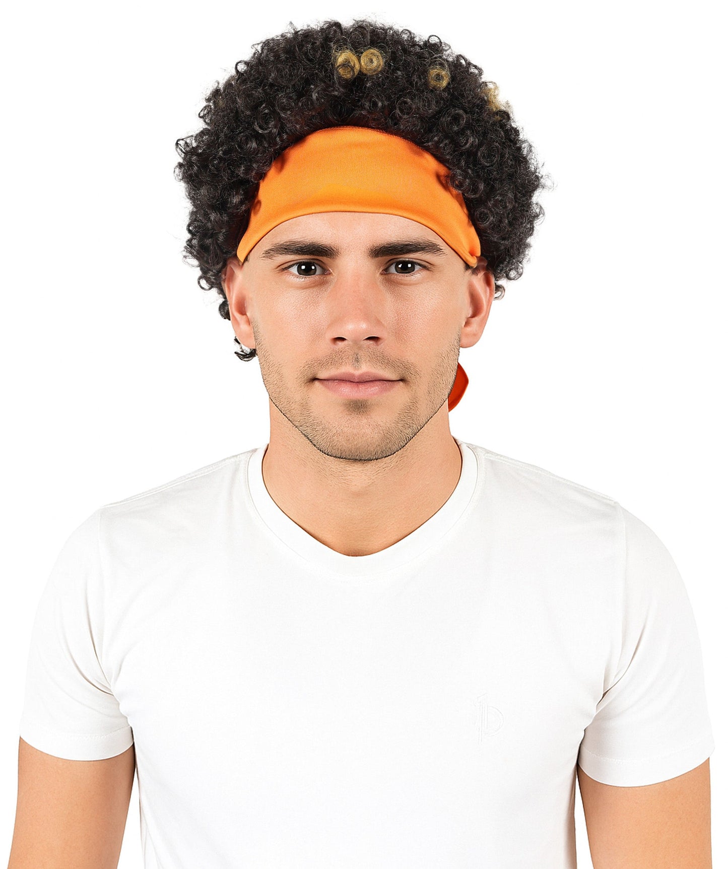 Wigs2you  H-7062 大人用メンズ ブラウン＆ゴールド カーリーアフロフルウィッグ ヘッドバンド付き 11インチ 難燃性合成繊維 コスチュームパーティーやイベントに最適