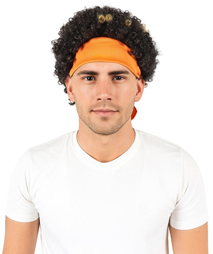 Wigs2you  H-7062 大人用メンズ ブラウン＆ゴールド カーリーアフロフルウィッグ ヘッドバンド付き 11インチ 難燃性合成繊維 コスチュームパーティーやイベントに最適